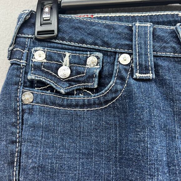True Religion Jeans Women's 26 (2) Blue Julie Straight Pocket Flap Preppy - Picture 4 of 15
